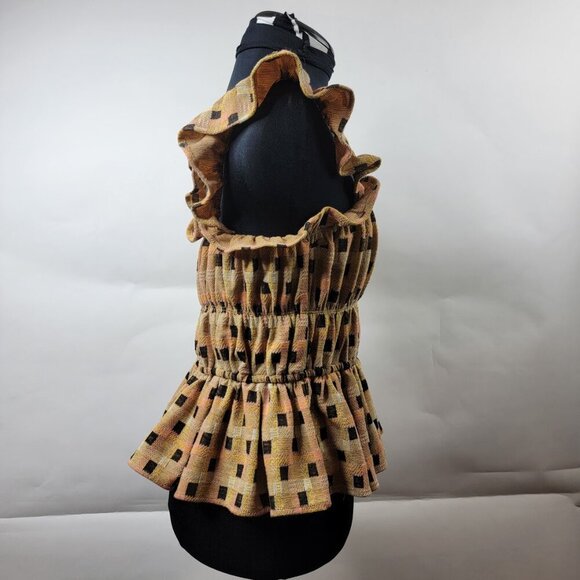 Anthropologie Eva Franco Smocked Peplum Top Size L - Picture 4 of 9